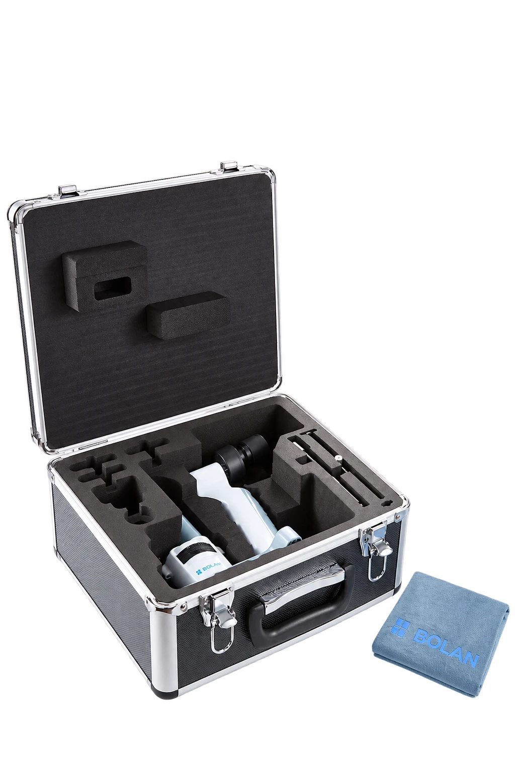 BL-5100 fitted into a transport case beside a BOLAN cloth